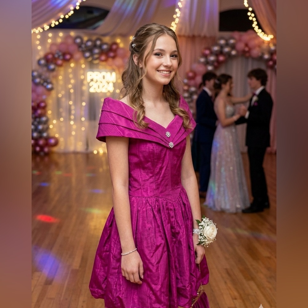 Jessica McClintock Gunne Sax Magenta Prom Homecoming Wedding Dress ,3/4 Juniors